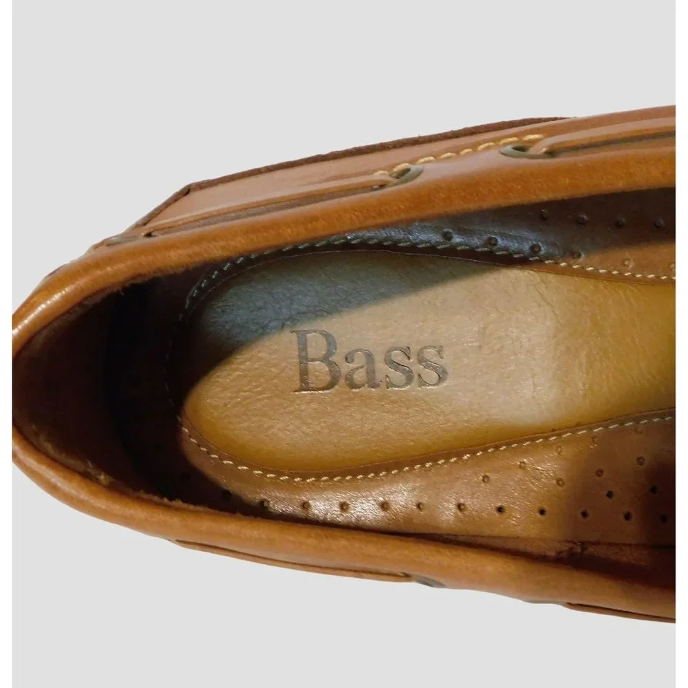 Bass Mens Tassel Loafers 10M Brown Leather Slip On Merino